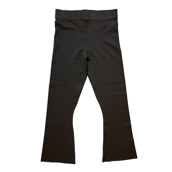 NWT ZARA High Rise Flared Leg Rib Knit Pants in Chocolate brown SZ L - Picture 1 of 11